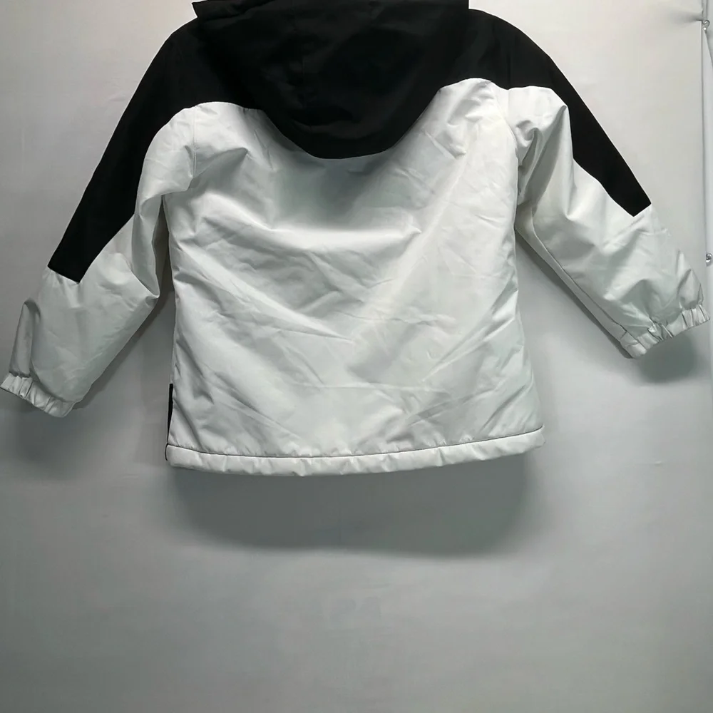 SWISS TECH GIRLS COAT WITH HOOD SZ S 6-6X BLACK/WHITE PINK FLEECE‎ LINING